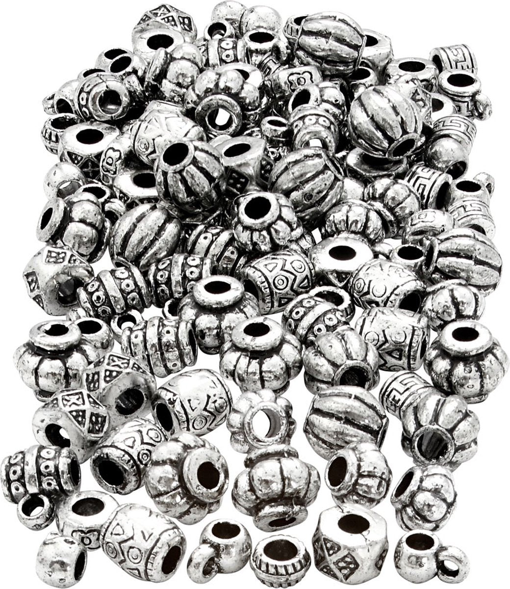 Creativ Company Creotime kralenmix kunststof 7-11 mm zilver 400 stuks