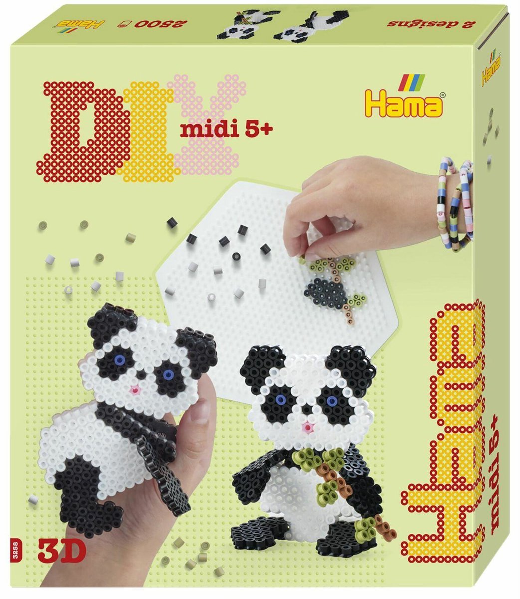 Merkloos Sans Marque Hama - strijkkralen set - 3d panda - 2500 delig