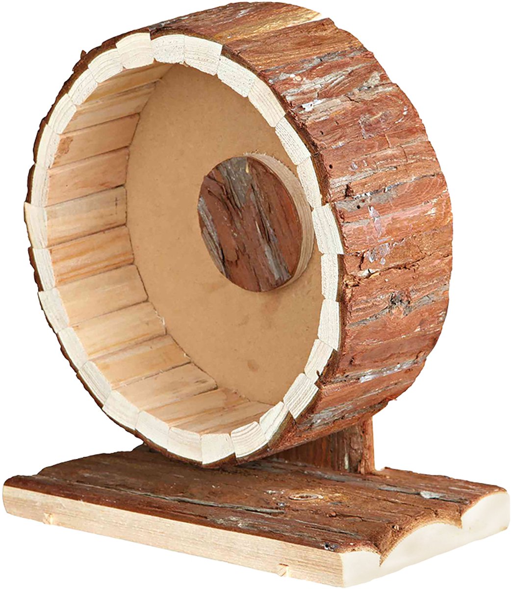 Duvo Plus - speelgoed voor dieren - knaagdier - houten looprad in schors 20x12x22,5cm - 1st