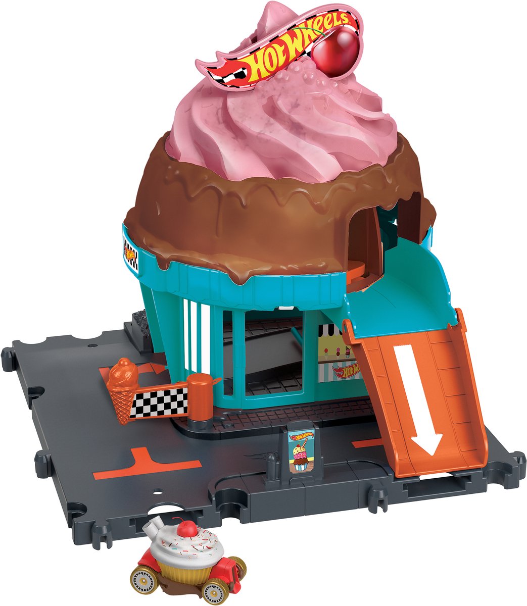 Hot Wheels city centrum speelset - ice crream swirl - baandeel - uitbreiding