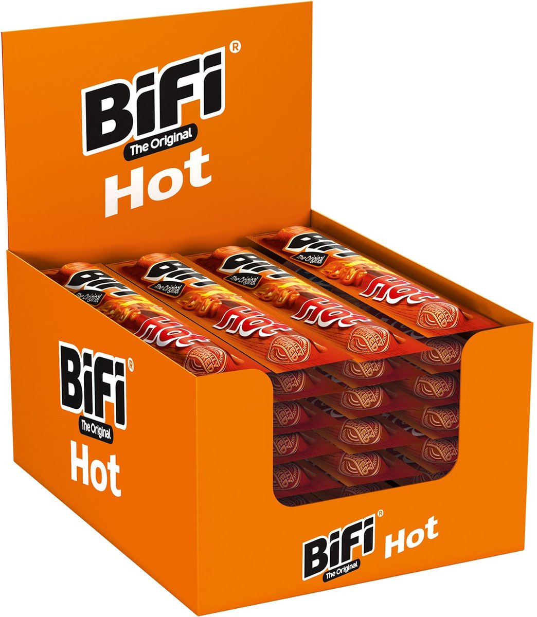 Bifi original hot - salami sticks - pittig van smaak met chili kruiden - ideale vlees snack - voor tussendoor, onderweg of in de lunchtrommel - 40x20g