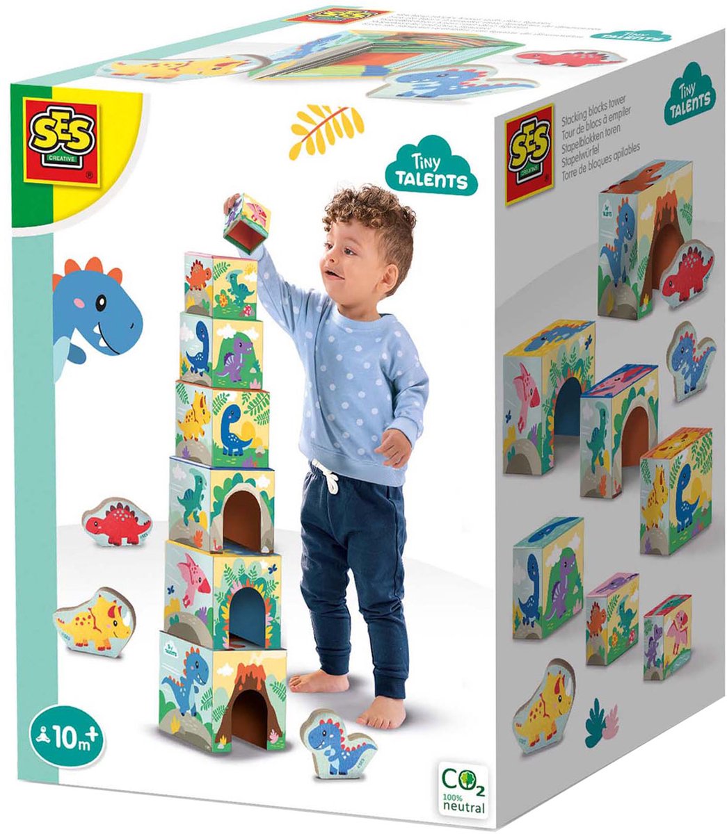 SES Creative Ses stapelblokken toren met dino figuren