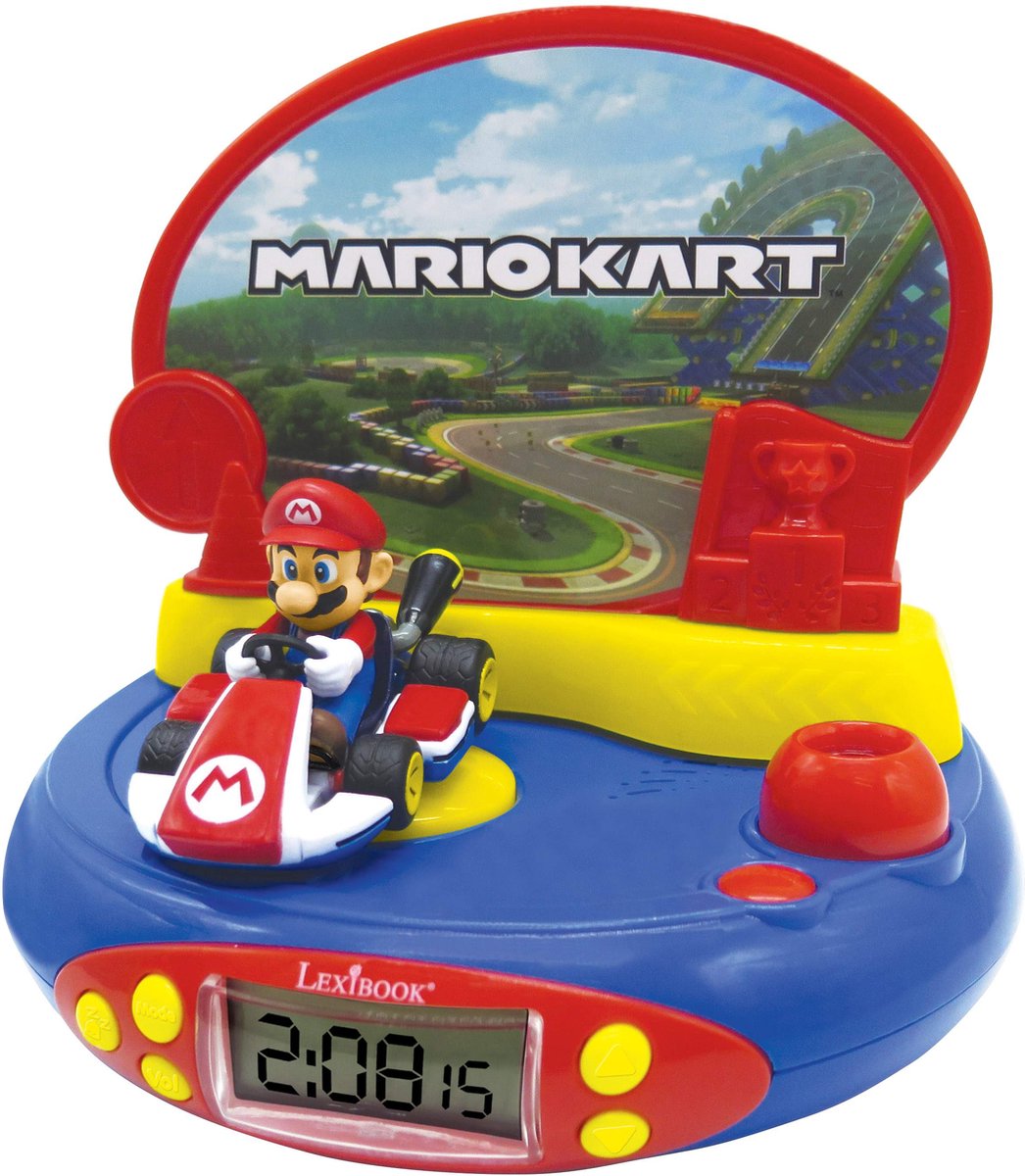 Lexibook Mario kart 3d karakter projectorklok met geluiden uit het videospel