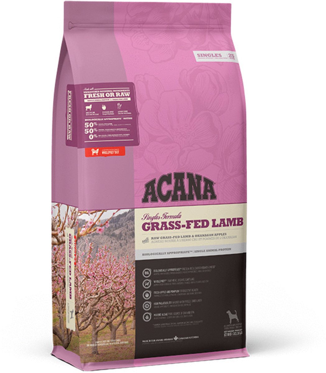 Acana singles grass-fed lamb lam appel - hondenvoer - 17 kg