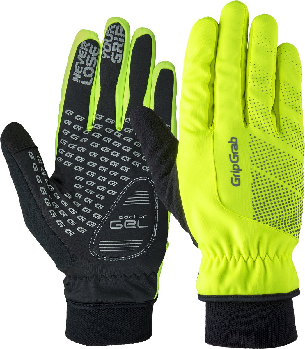 GripGrab - ride hi-vis winddichte winter fietshandschoenen met padding gevoerde thermo wielerhandschoenen - geel hi-vis - unisex - maat xs