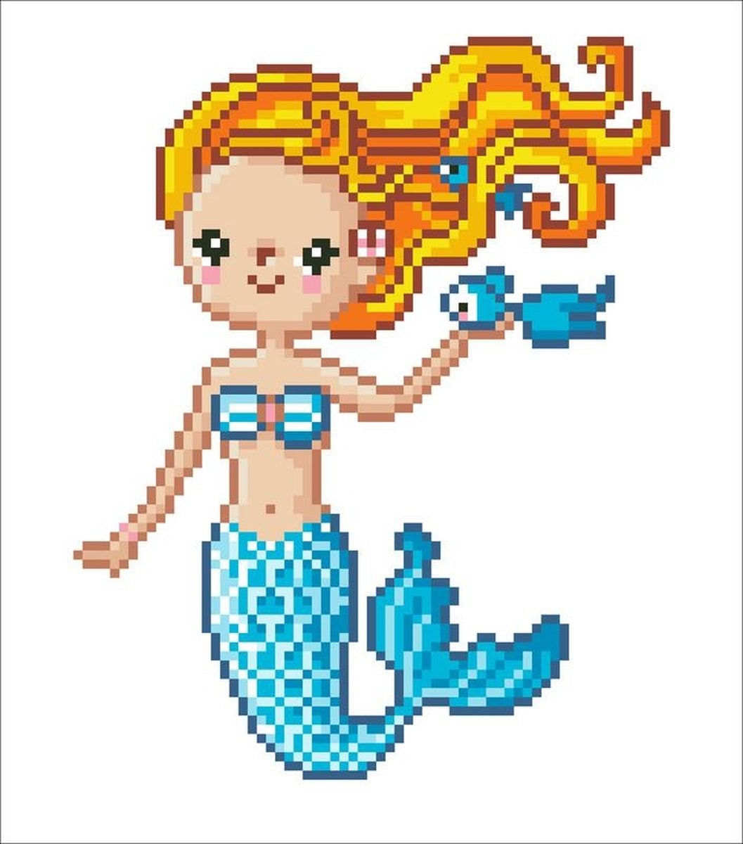 DIAMOND DOTZ® - diamond painting kinderen - zeemeermin 23 x 25cm - ronde steentjes - volledig pakket