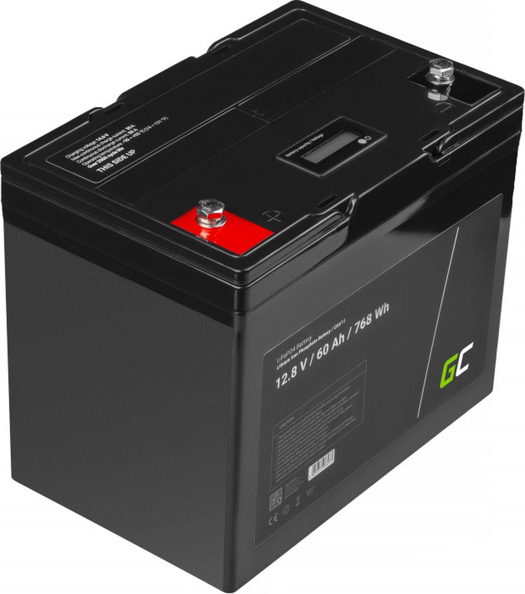 GREEN CELL lifepo4 12.8v 60ah 768wh accu voor zonnepanelen en campers