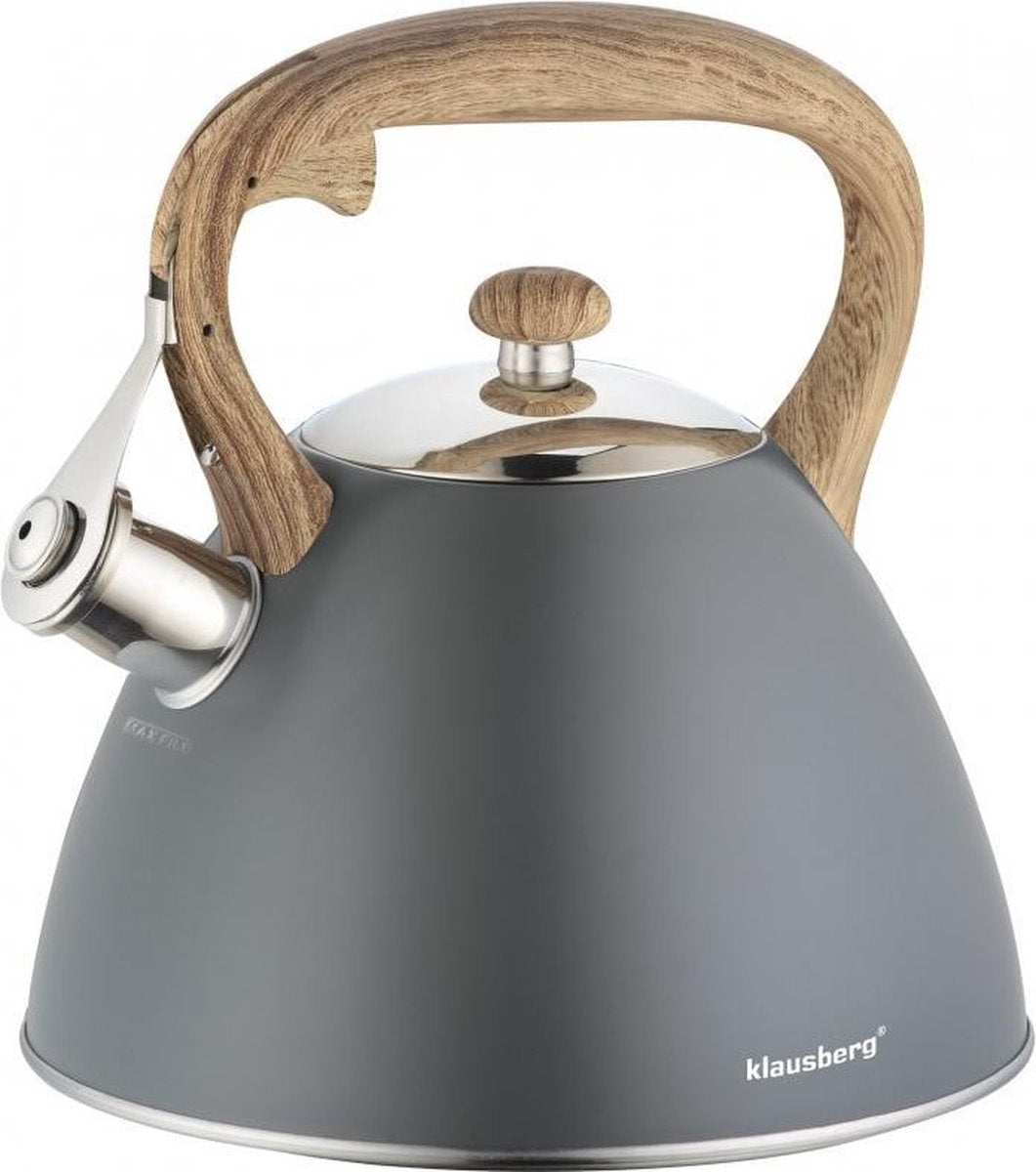 KLAUSBERG kb-7297 fluitketel - 3l – rvs – alle warmtebronnen