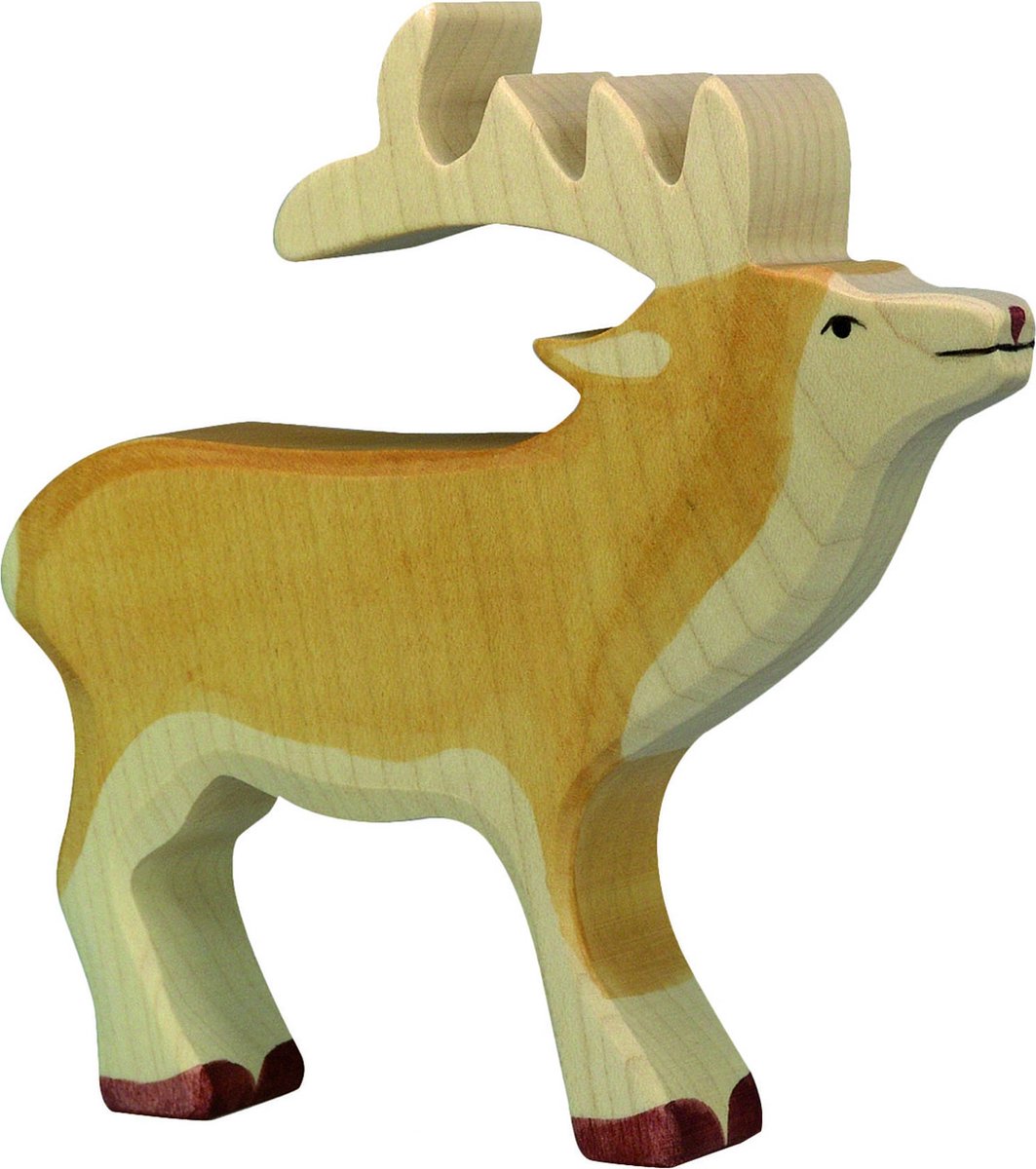 Holztiger bosdieren - hert - 15x3x15cm - houten figuur - handgemaakt