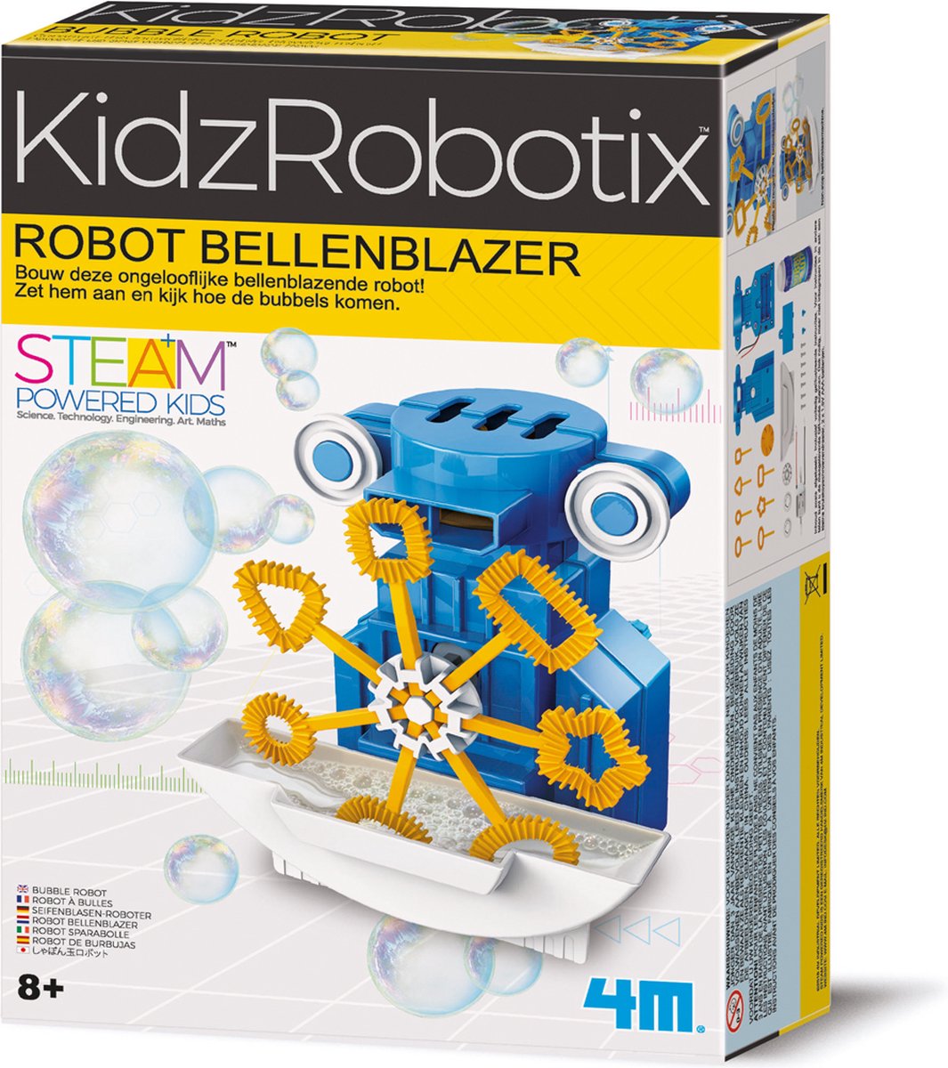 4M wetenschap en spel - maak zelf een bellenblaas robot - bouwpakket - kidzrobotix - 8+