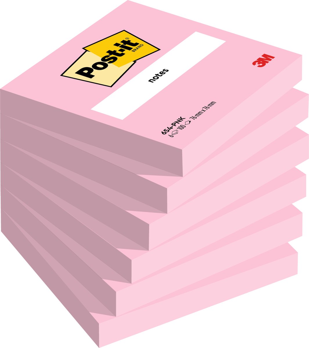 Post-it Memoblok 654 76x76mm roze 6 stuks