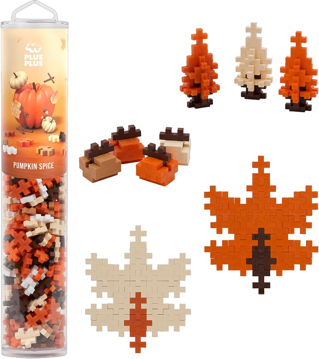 Plus-Plus tube pompoen pumpkin spice 240 delige bouwset - 4321 - bouwspeelgoed - constructiespeelgoed - set met bouwstenen - vanaf 5 jaar