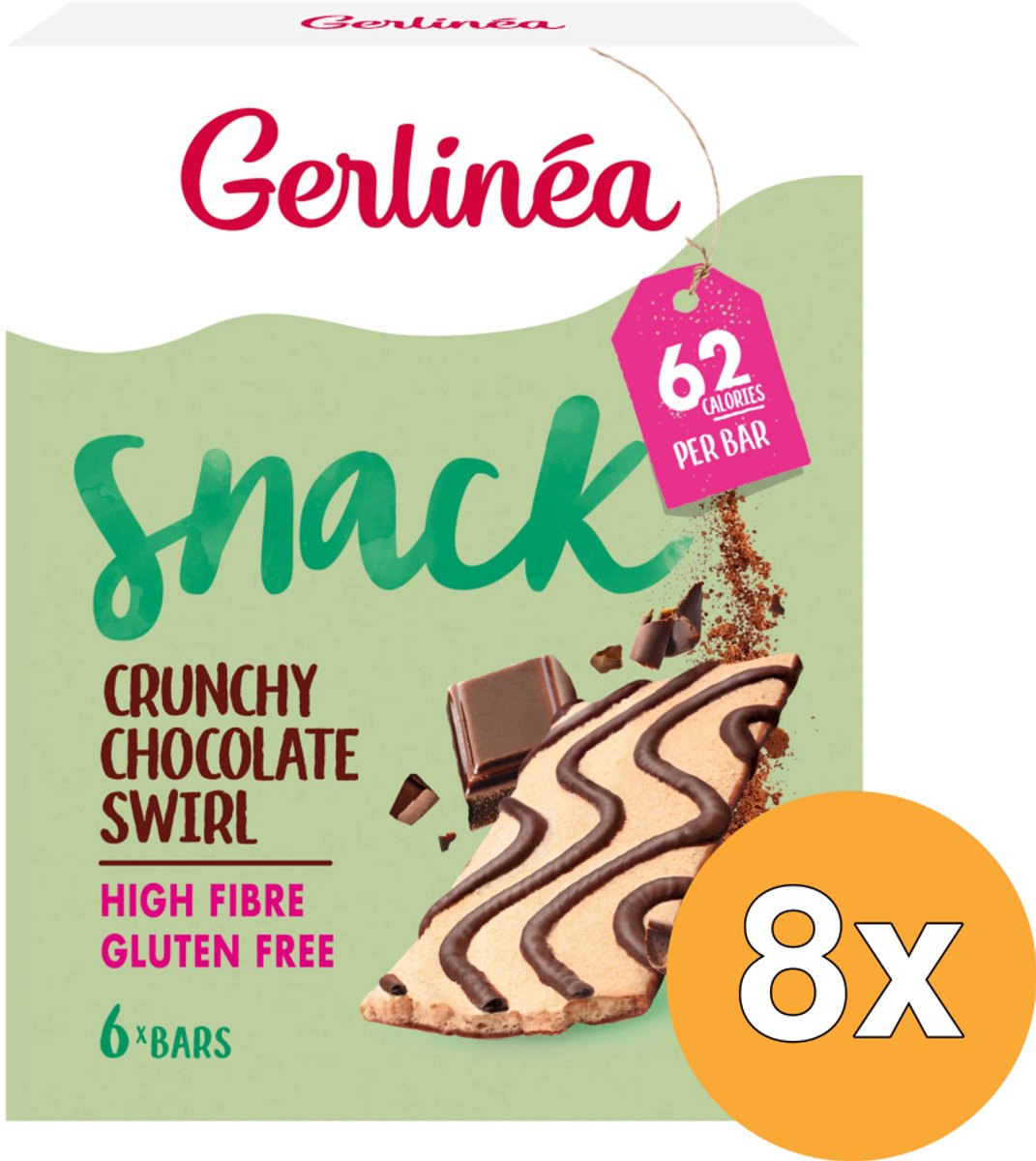 Gerlinea Gerlinéa - tussendoortje - snack reep - choco swirl - 8 x 78 gr