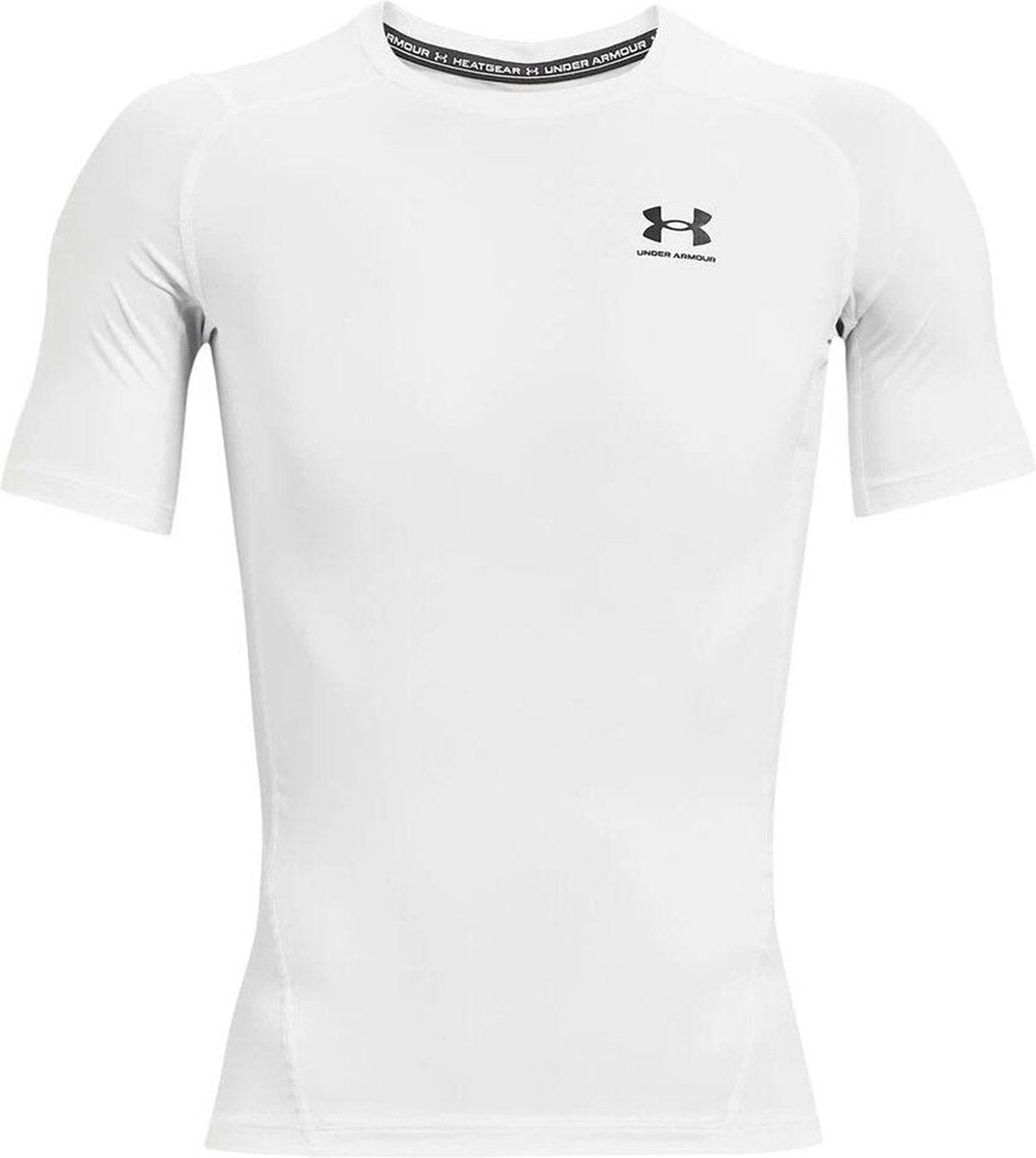 Under Armour ua hg armour comp ss-wht heren sportshirt - wit - zwart