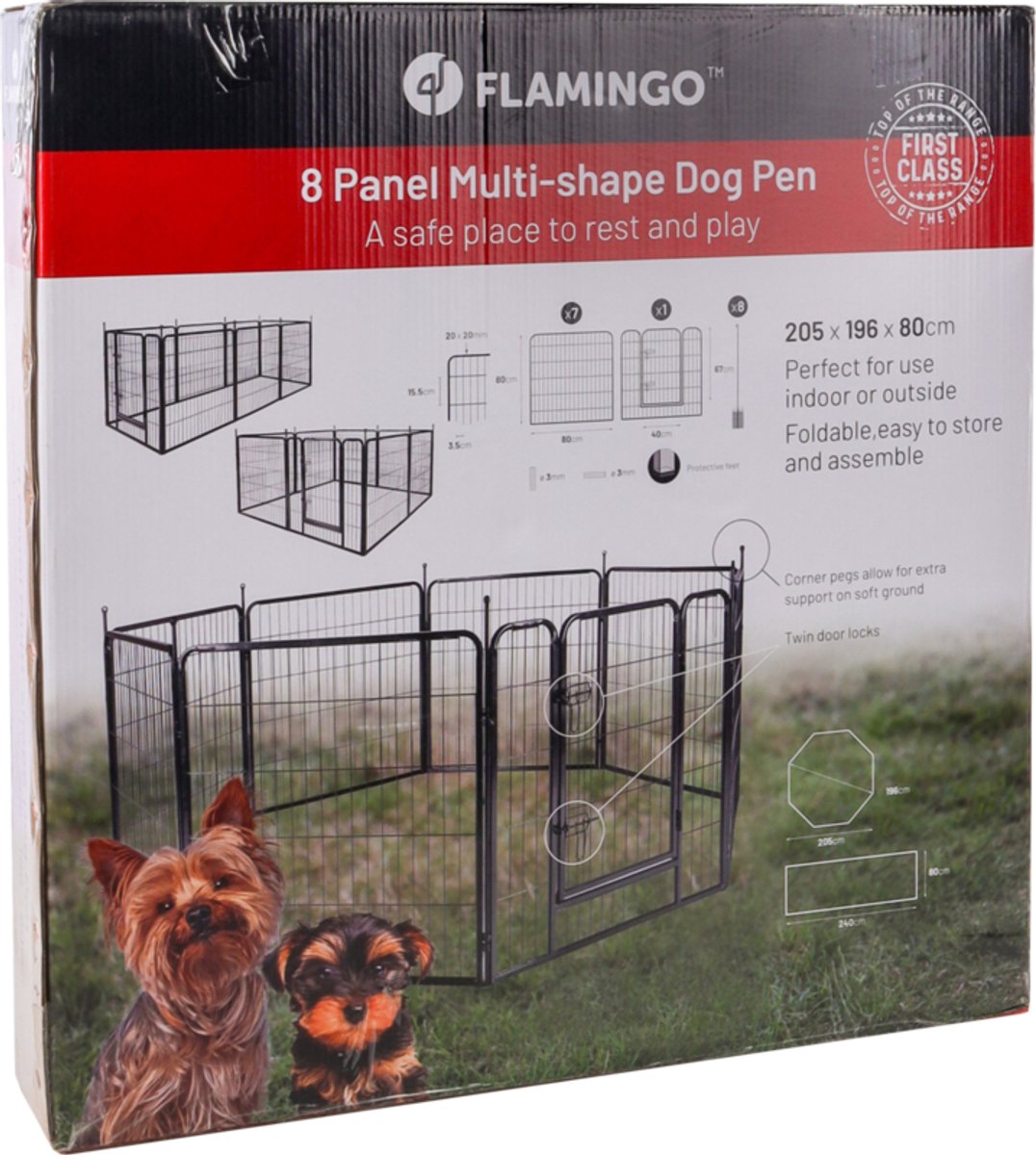 Flamingo Puppyren zecta zwart 205x196x80cm