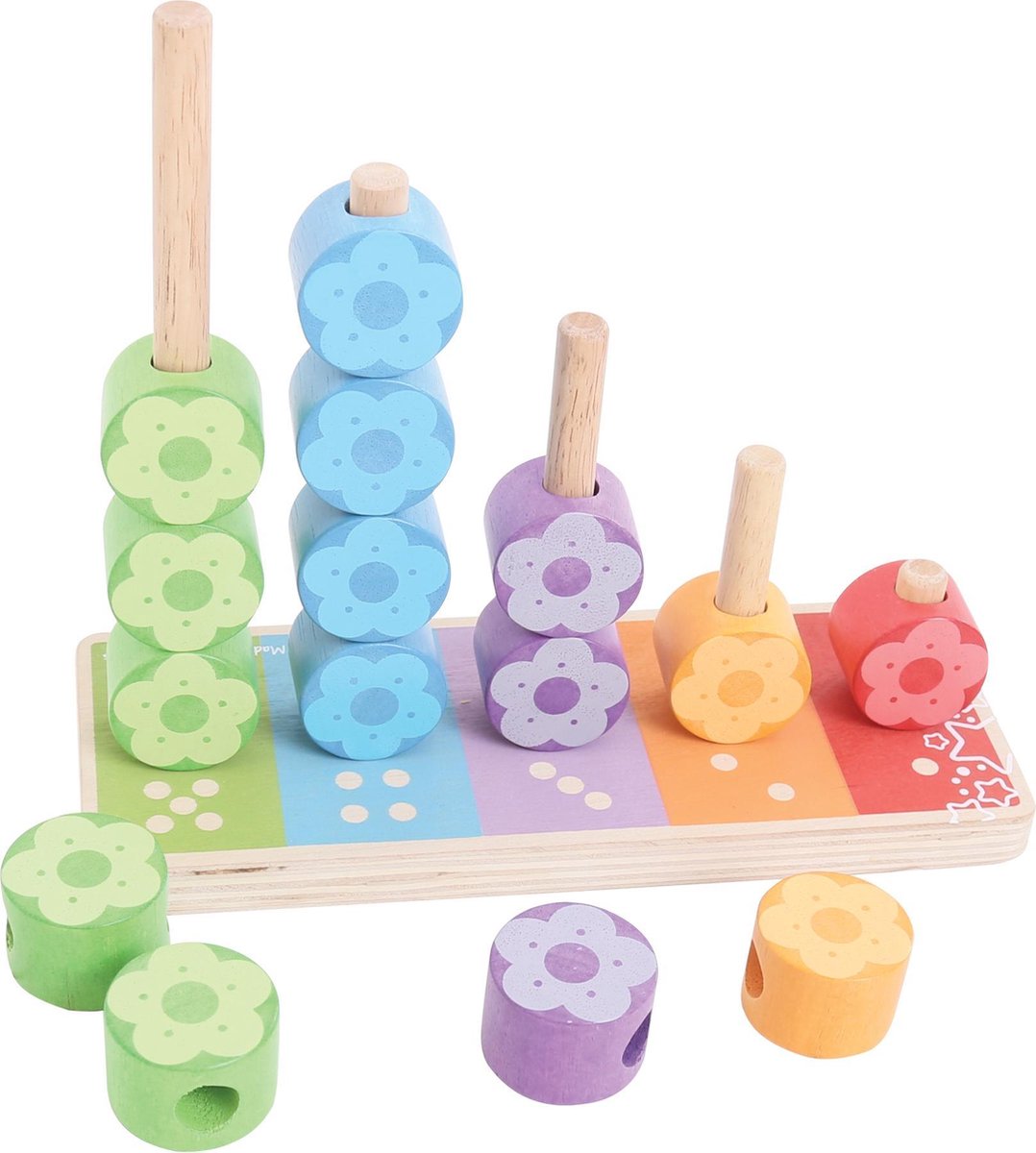 Bigjigs Toys Bigjigs houten stapelspel bloemen, 16dlg.