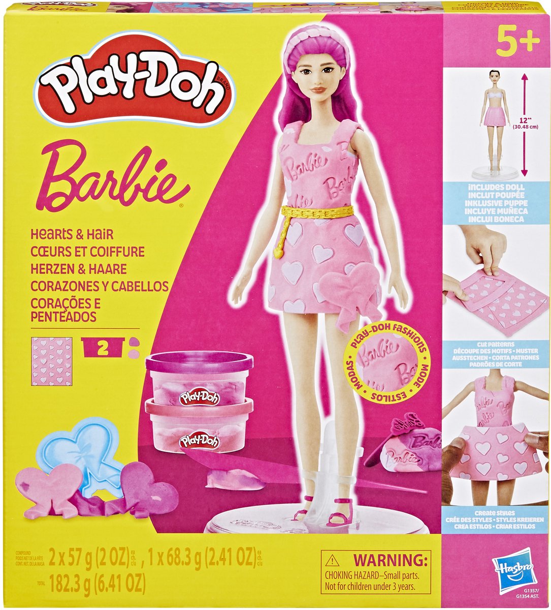 Play-Doh -set barbiepop hartjes en haar - boetseerklei