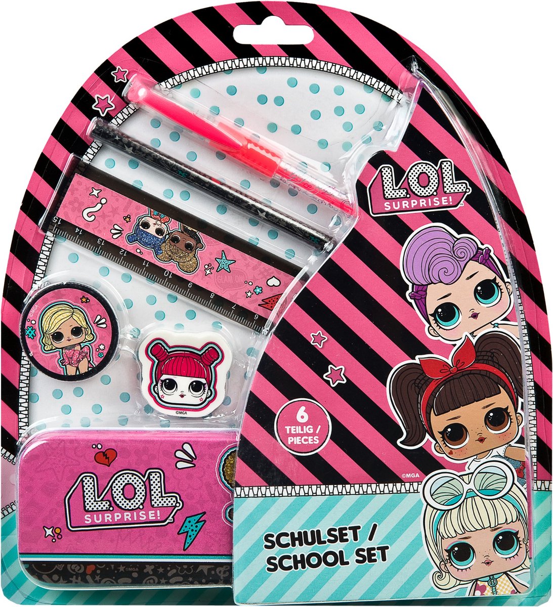 L.O.L. Surprise! L.o.l surprise schoolset met etui en schrijfwaren - 6-delig.