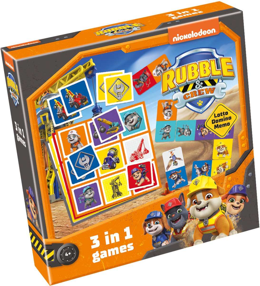 Tactic paw patrol rubble crew 3-in-1 spellenverzameling – kaartspel – lotto – domino – memo – kinderspel vanaf 4 jaar