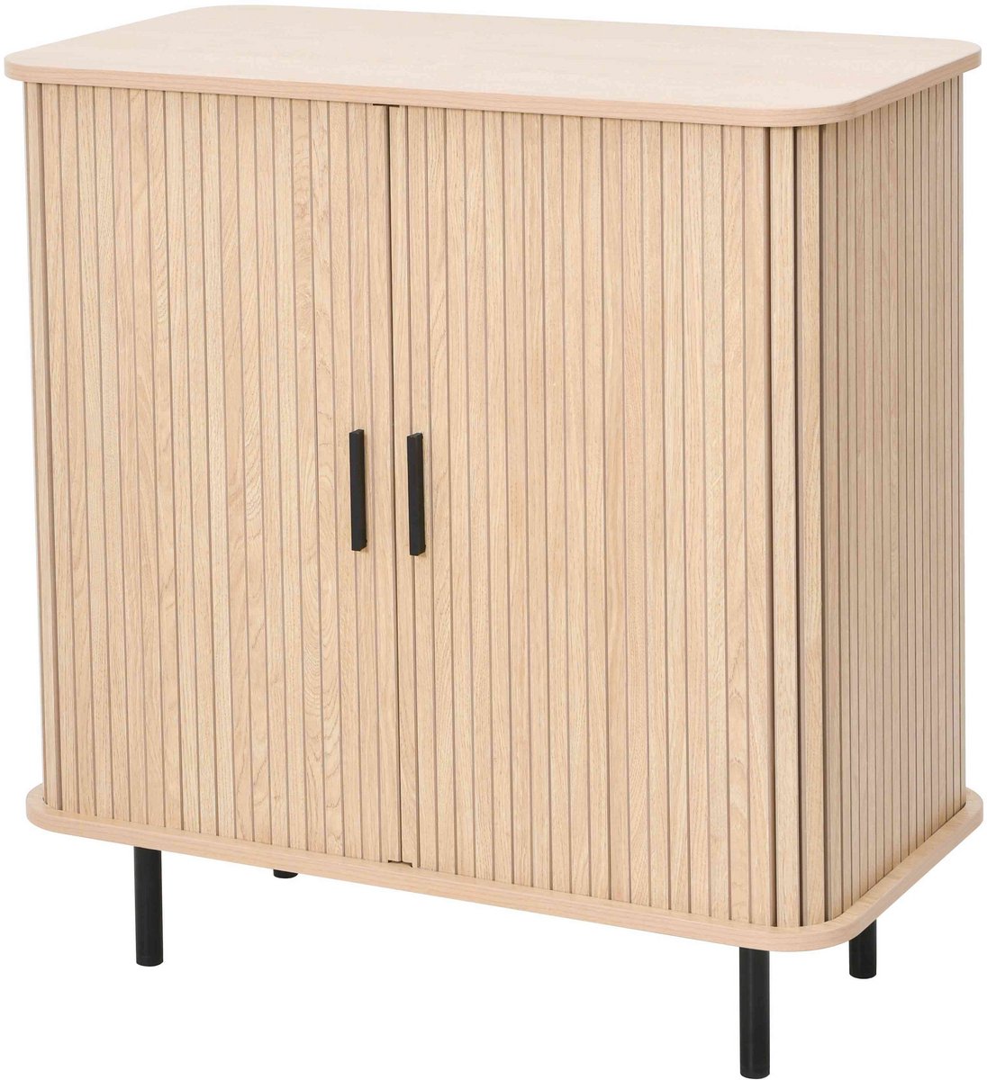 Mano Leisure dressoir met schuifdeur - opbergkast 80 x 40 x 85 cm – eikenhoutlook zwart metaal