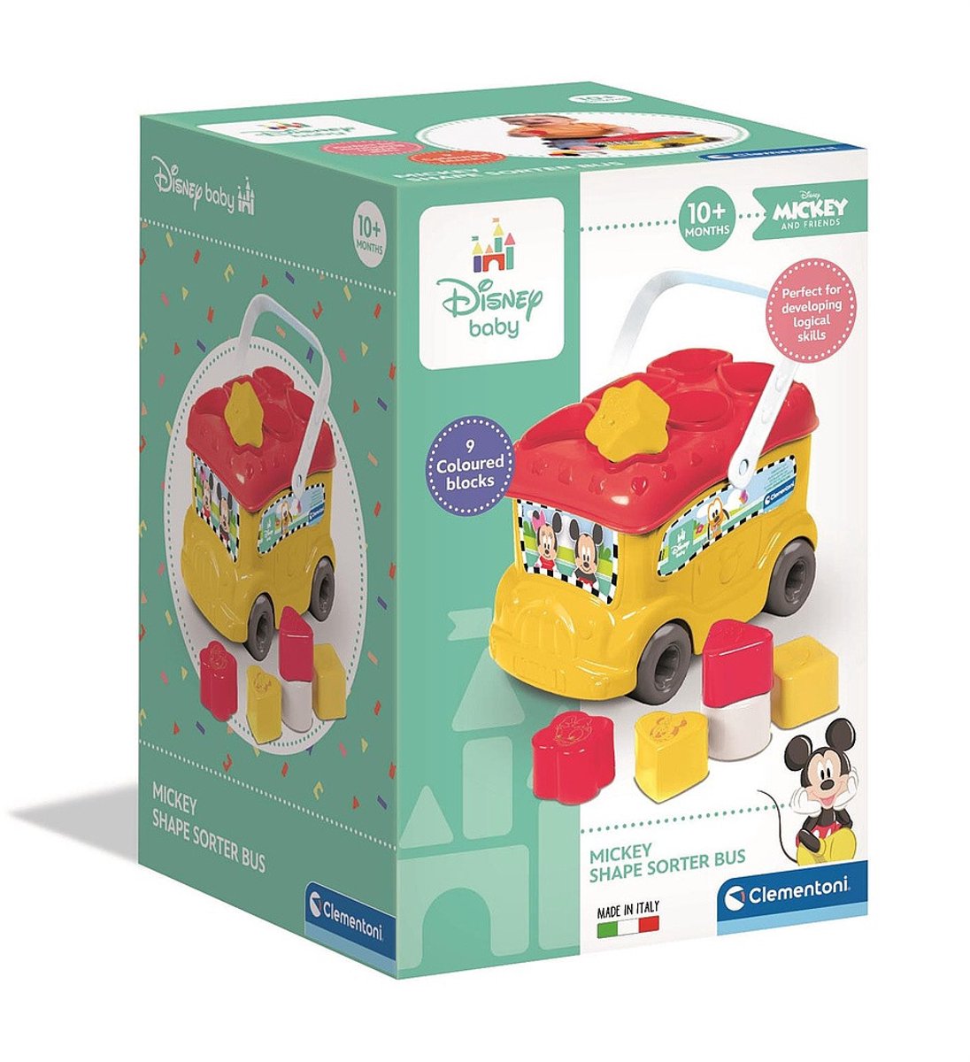 Clementoni Baby – mickey mouse vormenbus – blokkendoos – babyspeelgoed – blokken voor baby vanaf 10 maanden