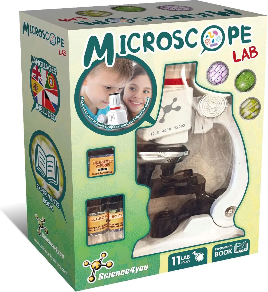 Science 4 You Science4you microscope lab – stem microscoop kit – ontdek de micro-wereld met educatief boek – leeftijd 8+