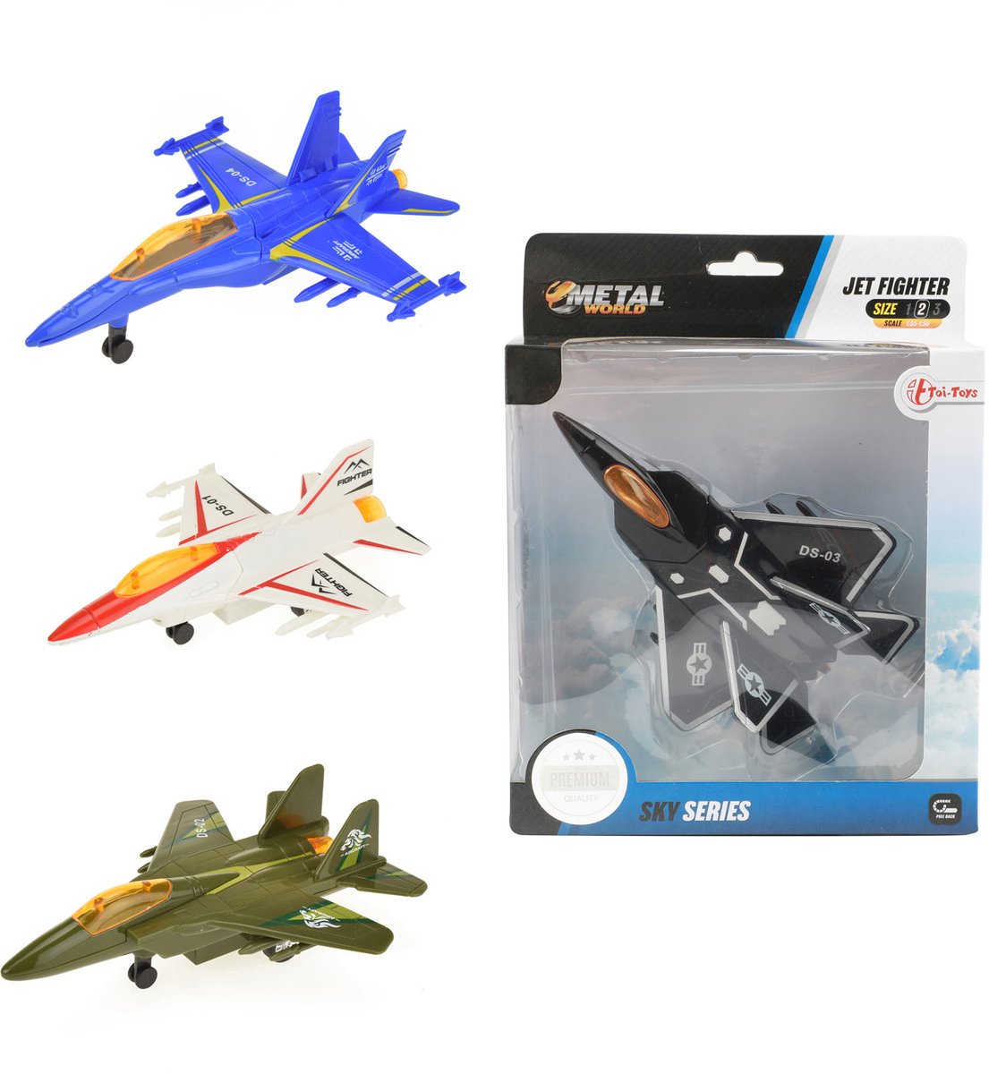Toi-Toys Toi toys metal pullback vliegtuig (1 stuk) assorti