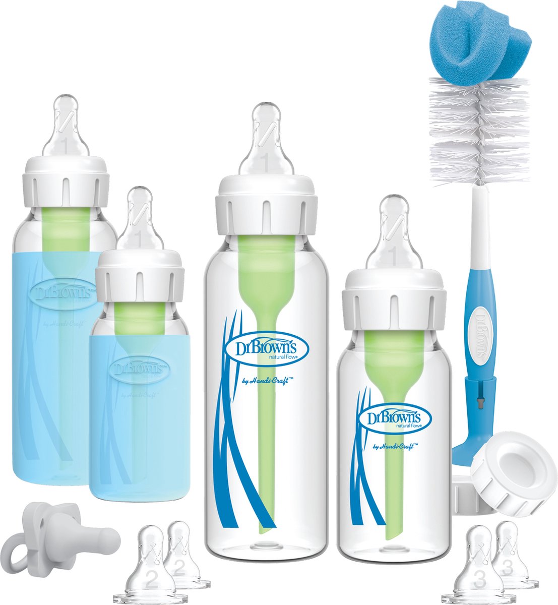Dr. Brown's options+ anti-colic starterset - smalle halsfles - glas