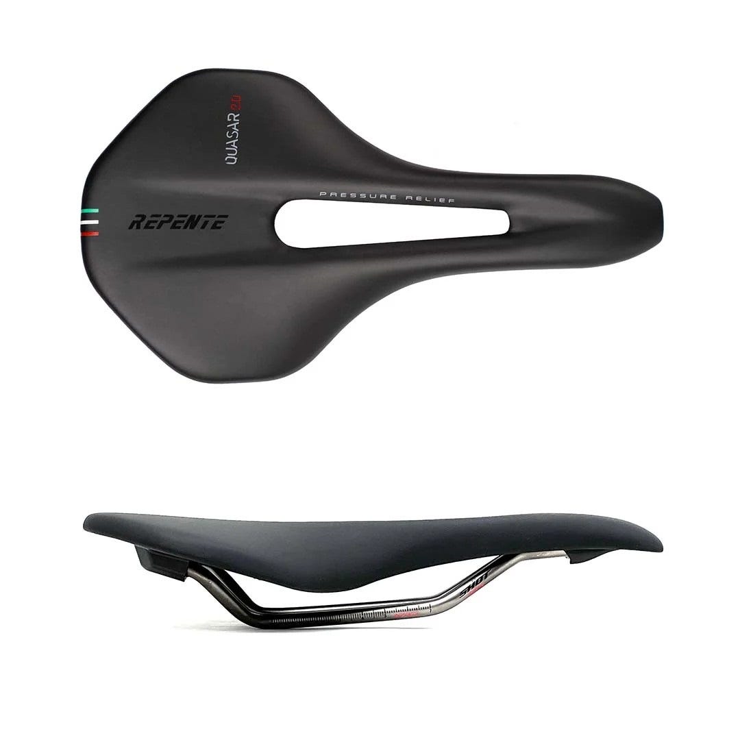 F-tech Repente zadel quasar shot 2.0 lcf technologie rvs rails zwart