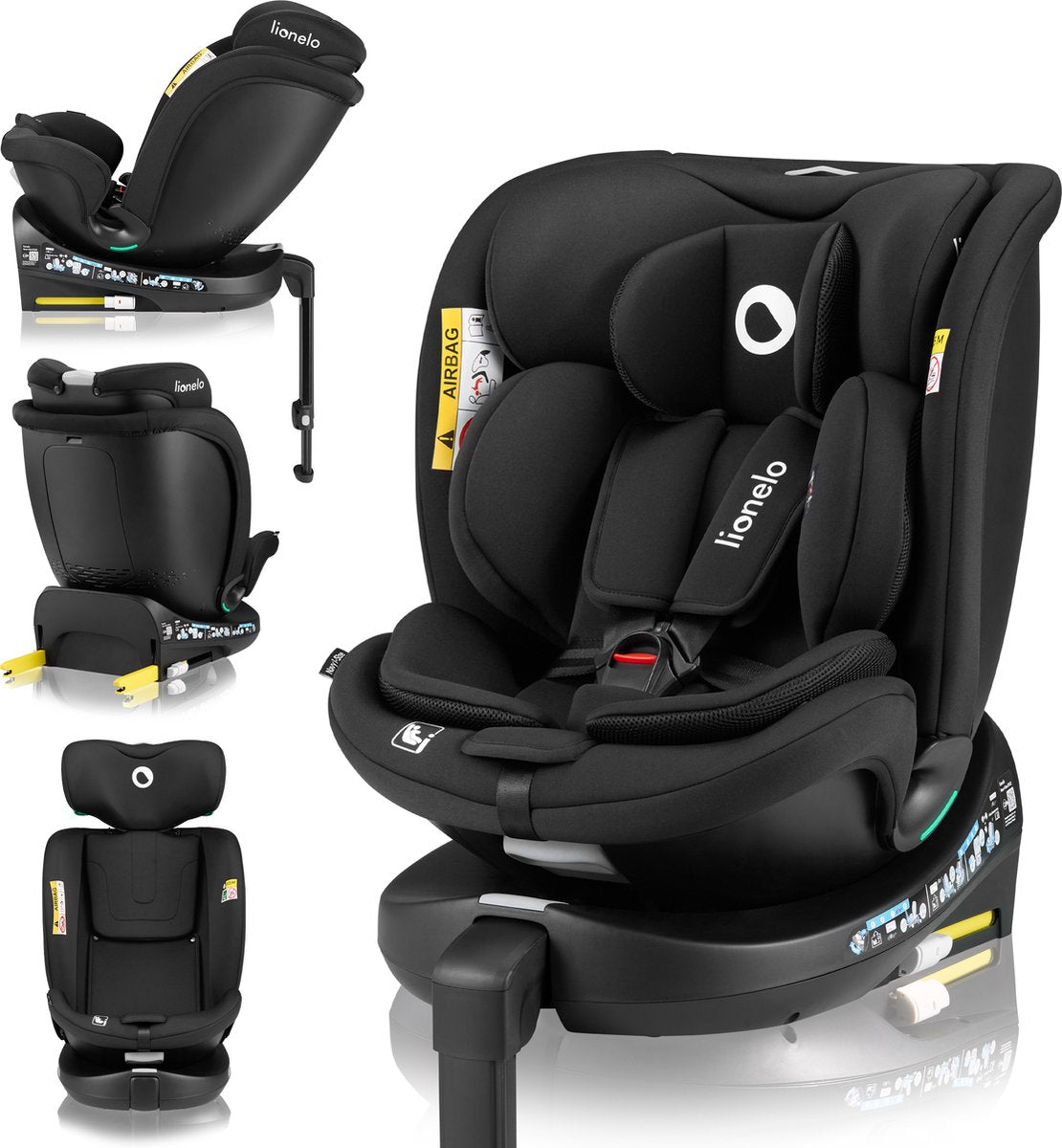 Lionelo navy i-size autostoel 40–150 cm – 360° draaibaar – easyturn – isofix stabilisatiepoot – achterwaarts tot 105 cm – verstelbare rugleuning – dri-seat ventilatie – r129 goedgekeurd – groep 0 1 2 3 – comfort veiligheid