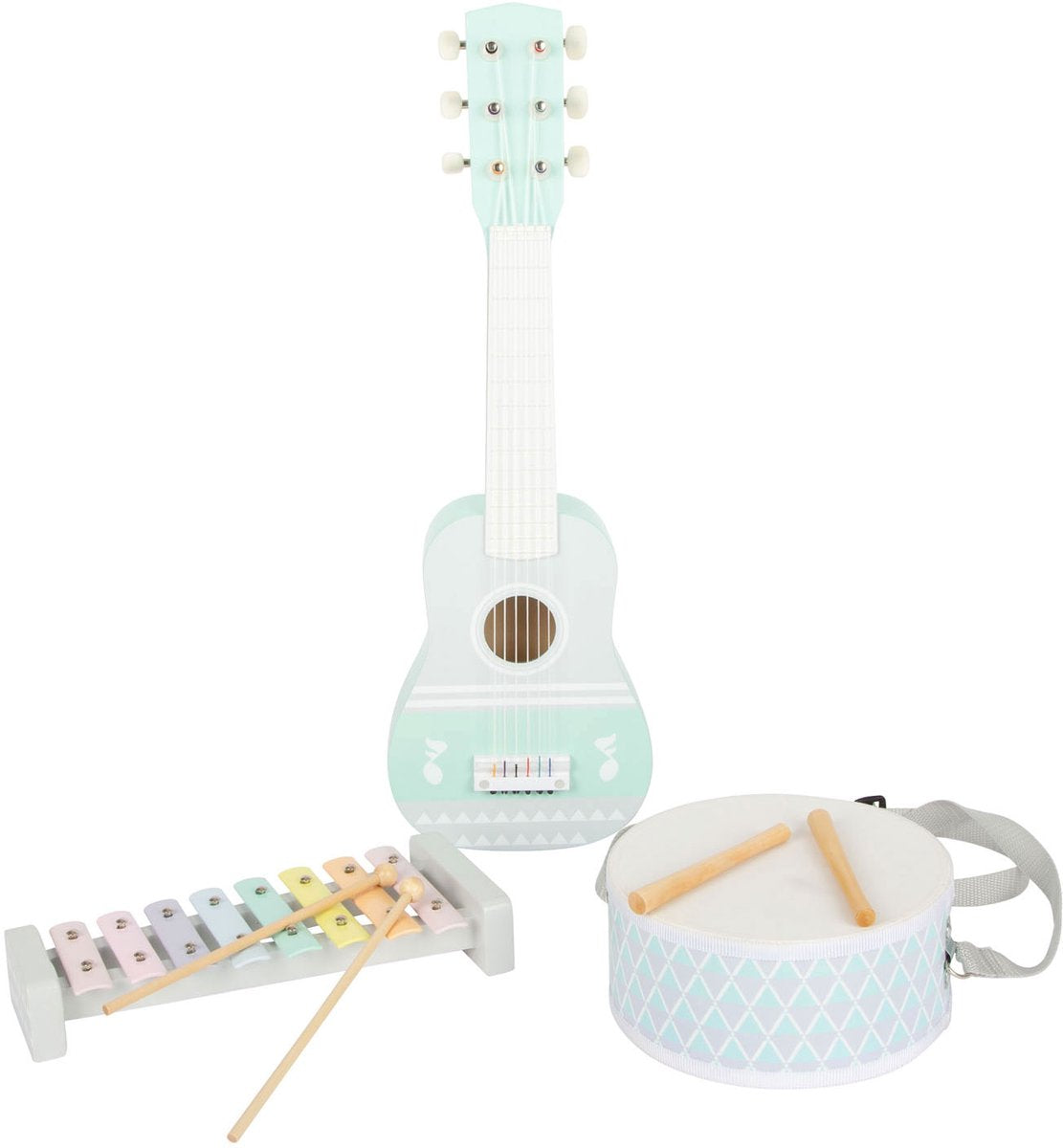 Small Foot - houten muziekinstumentenset pastel, 7dlg,