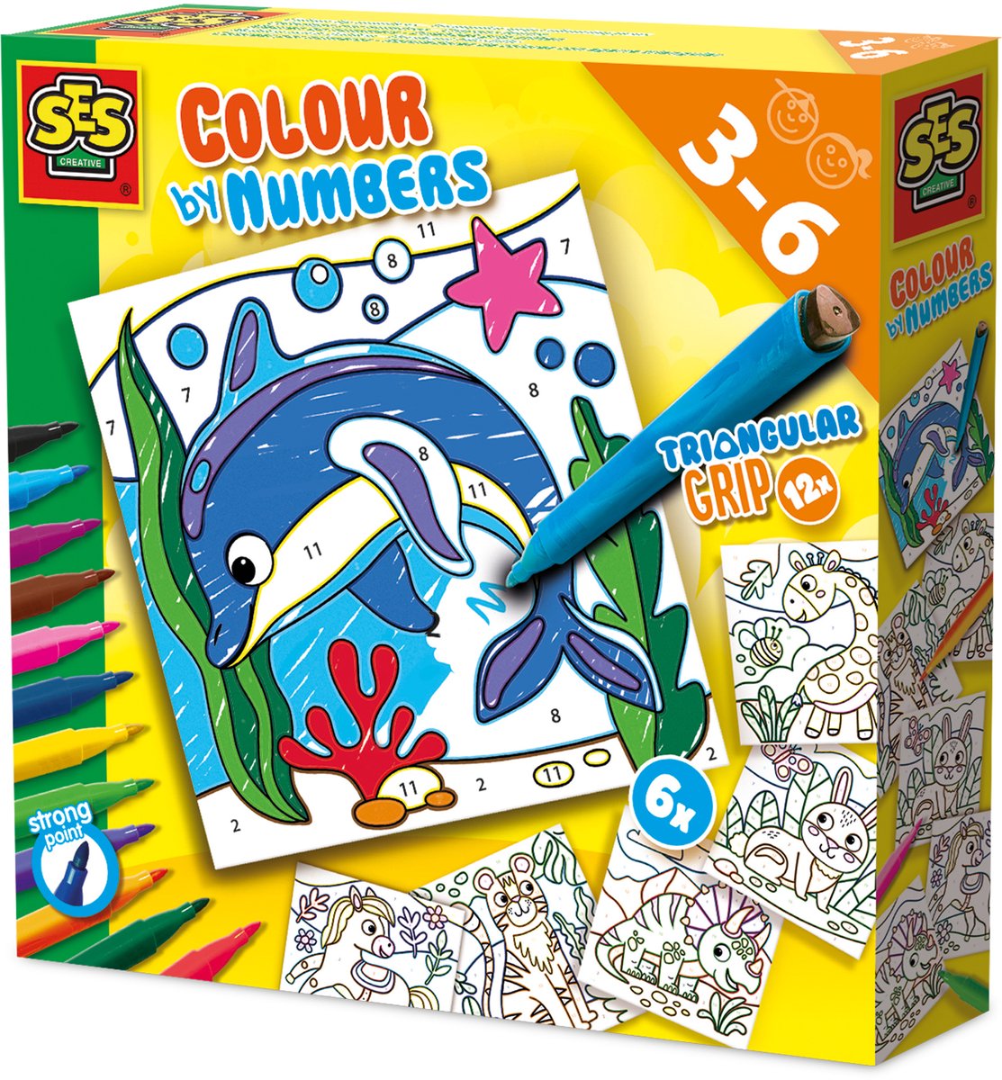 SES Creative Ses kleuren op nummers - driehoek grip stiften