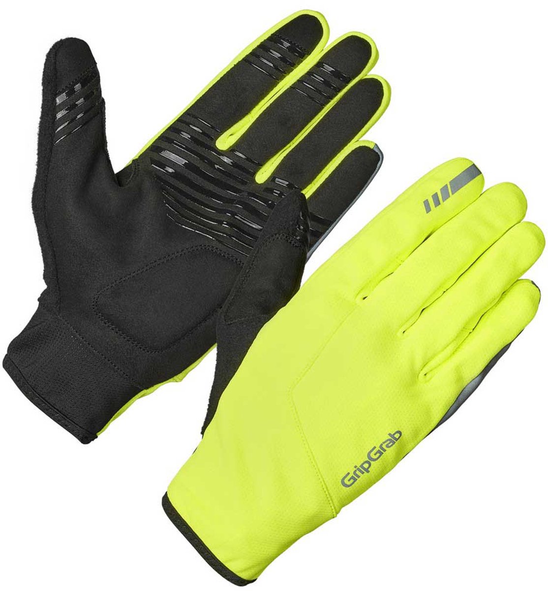GripGrab - hurricane 2 winddichte lente herfst fietshandschoenen lange vinger met padding - geel hi-vis - unisex - maat xl
