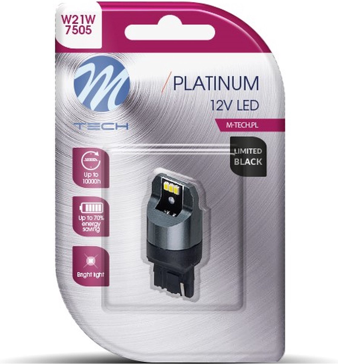 M-Tech led - w21w t20 12v - platinum - canbus - 16x led diode - wit - enkel