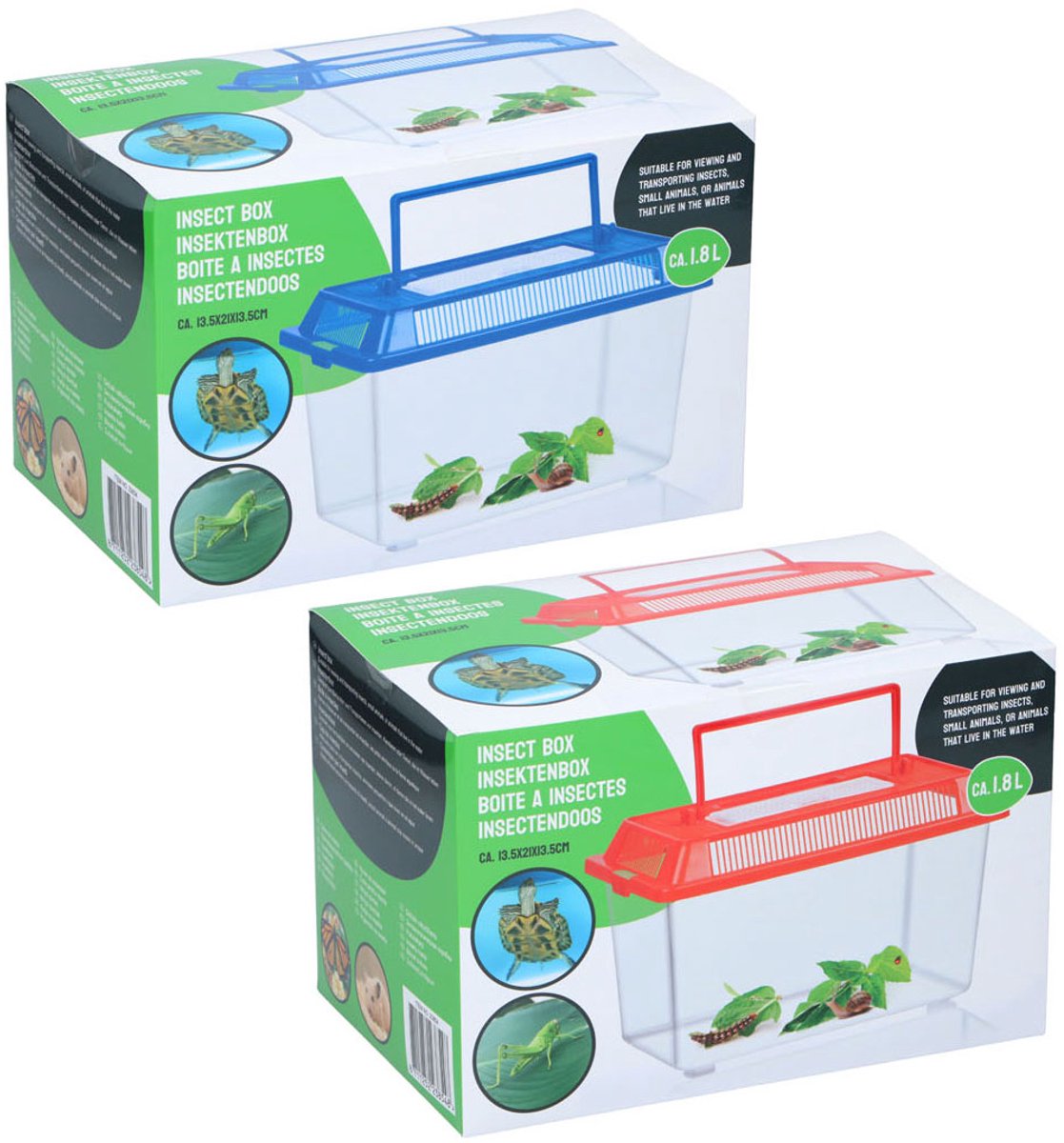 Merkloos Sans Marque Insectenbox met deksel - transparante kunststof insectenbak 1,8 liter.