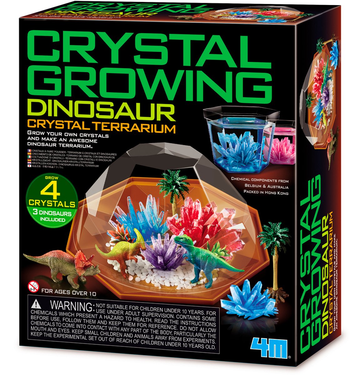 4M wetenschap en spel - groei kristallen - dino terrarium - 4 x kristal 3 x dinosaurus - 10+