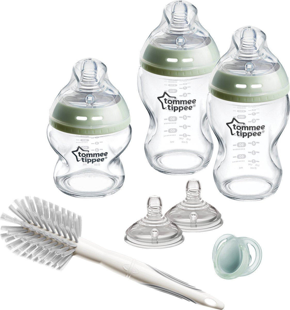 Tommee Tippee natural start glazen babyflessen starterset - flessen van 150 ml en 250 ml voor pasgeboren baby's 0m+