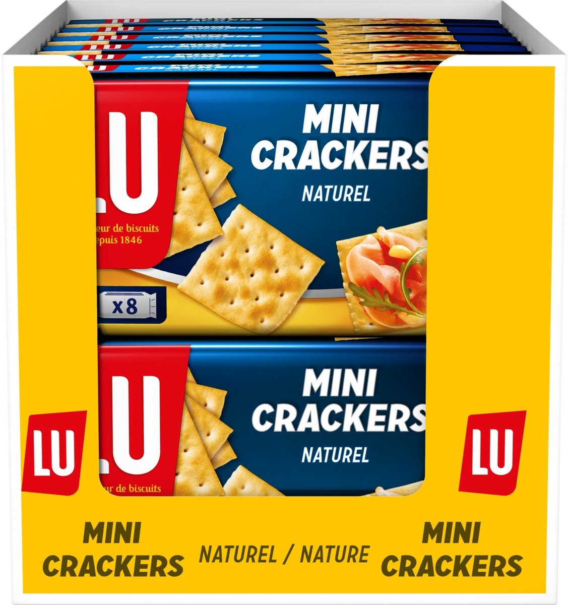 LU mini crackers naturel - doos 12 x 250g - 8 pakjes - crackers voor bij de borrel - toast - minicrackers - ontbijt