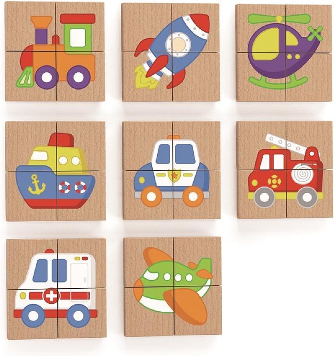 Vigatoys Viga houten magnetische puzzel - voertuigen fsc-certificaat