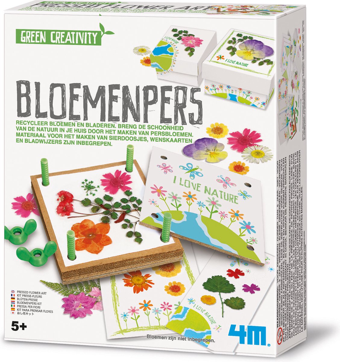 4M knutselen - bloemenpers - creatief speelgoed - hobbypakket bloemen - green creativity - 5+