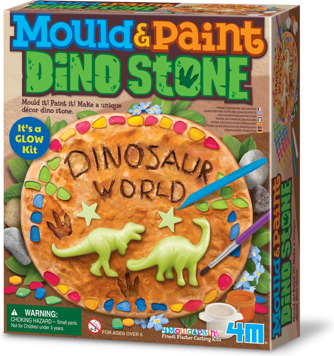 4M knutselen - giet en verf - dino steen - creatief speelgoed - 5+