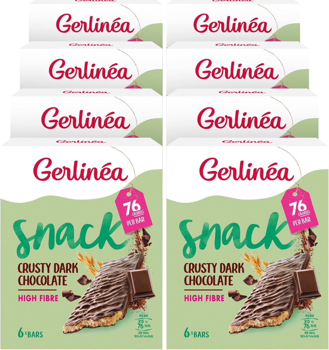Gerlinea Gerlinéa - tussendoortje - crusty snack - pure chocolade - 8 x 102 gr