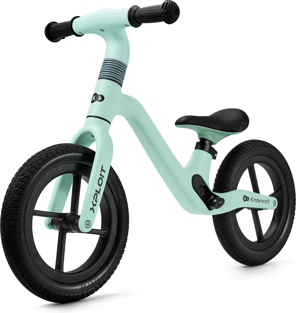 KinderKraft xploit loopfiets - voor kinderen vanaf 80 cm - verstelbaar stuur en zadel, pu wielen en magnetische voetsteunen - turkoois