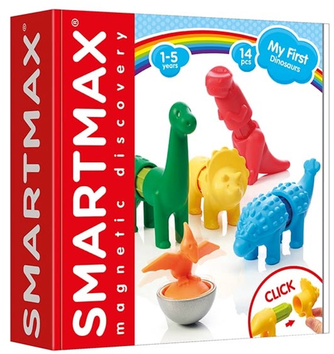 SmartMax my first dinosaurs - magnetische dinosauriërs - 14-delige bouwset met zachte elementen - educatief speelgoed voor peuters - vanaf 1 jaar