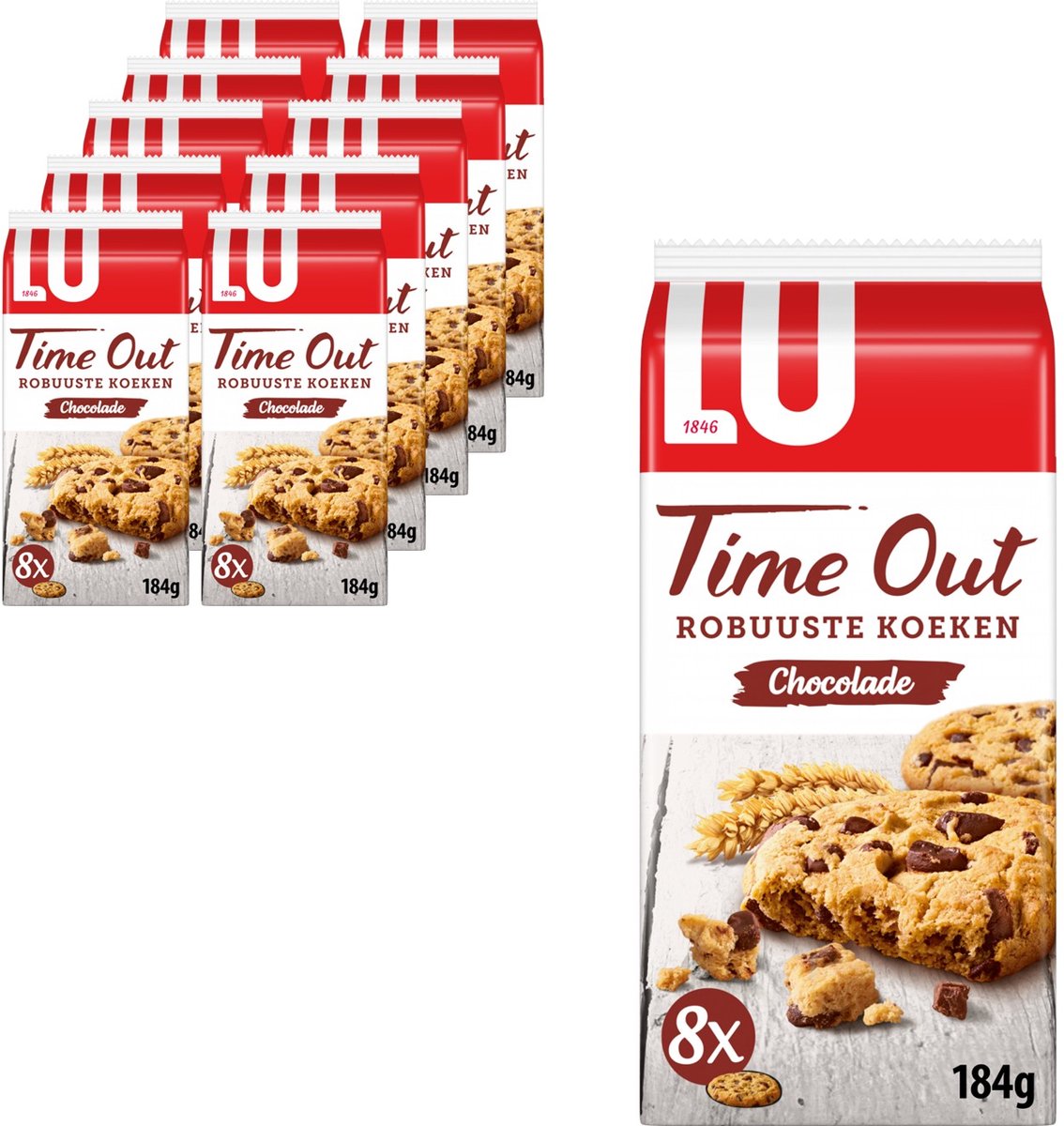 LU time out robuuste chocolade koeken 10 x 184g (8 x 23g) - koekjes - koek voor onderweg - koffie - thee - werk - voorraad