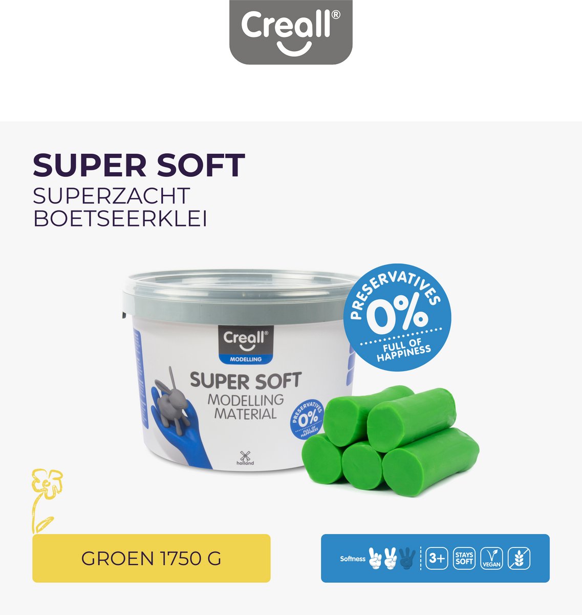 Creall supersoft klei groen, 1750gr.