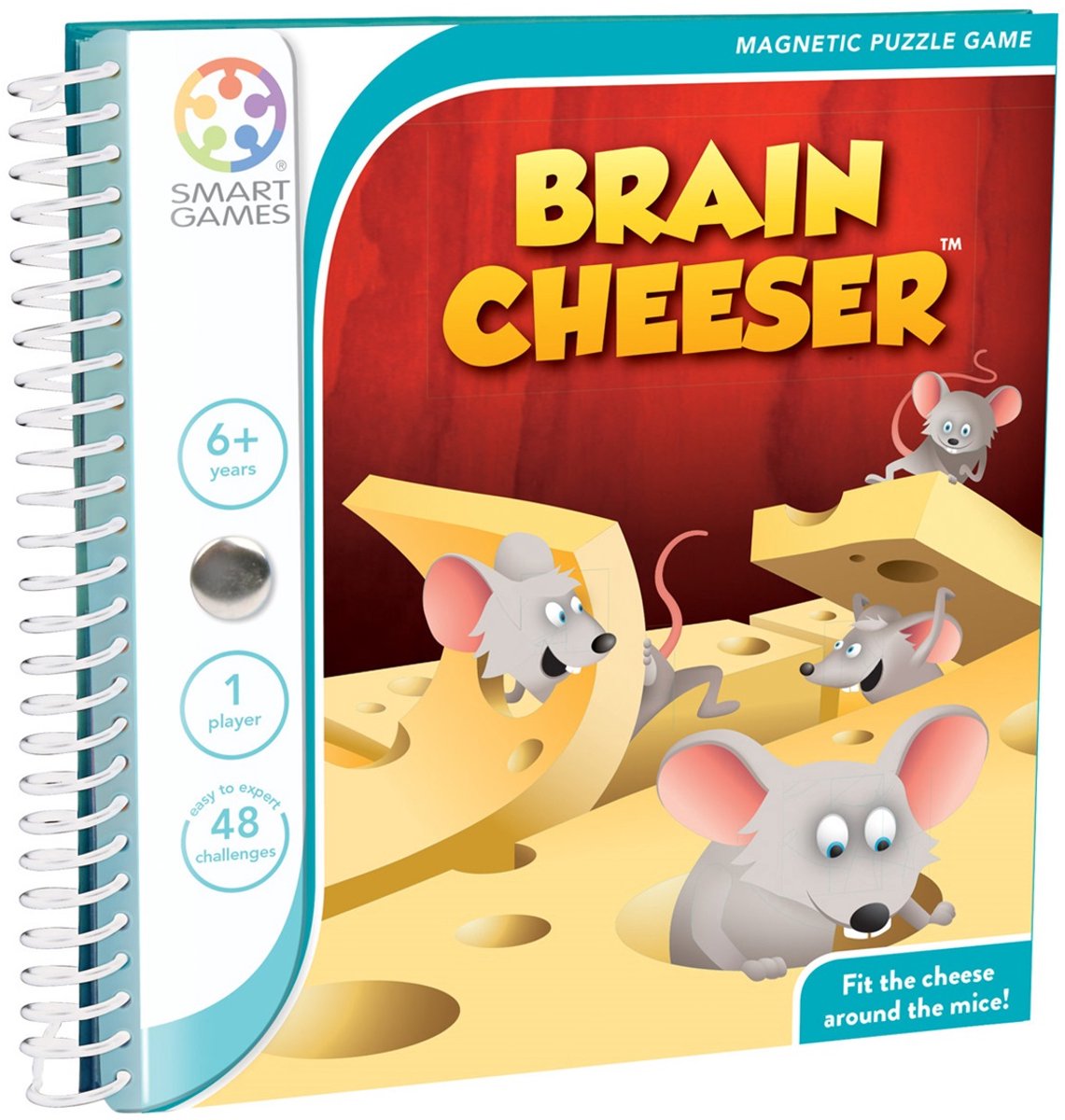 SmartGames braincheeser - magnetisch logisch denkspel - 48 uitdagingen - compact reisspel solospel - vanaf 6 jaar