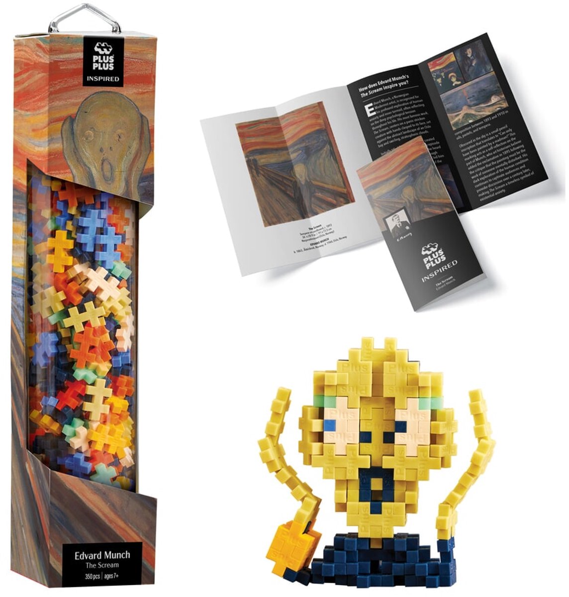 Plus-Plus inspired - edvard munch - the scream - 4333 - bouwspeelgoed kunstwerk - constructiespeelgoed - set met 350 bouwstenen - vanaf 7 jaar