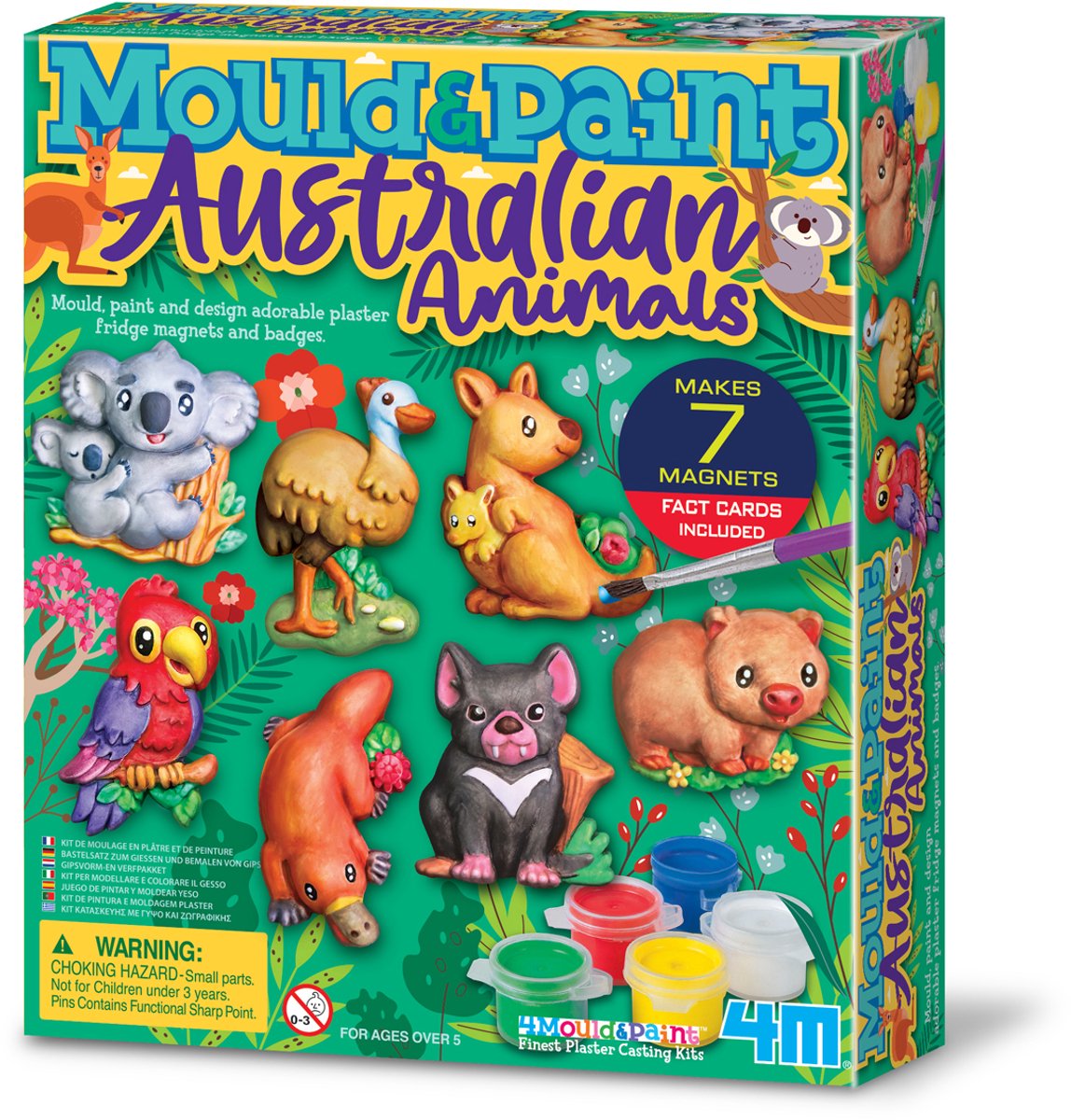 4M knutselen - giet en verf - australische dieren - 7 magneten - creatief speelgoed - 5+