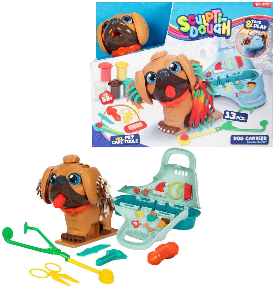 Toi-Toys Sculptidough kleiset dierenverzorger hond, 13dlg.